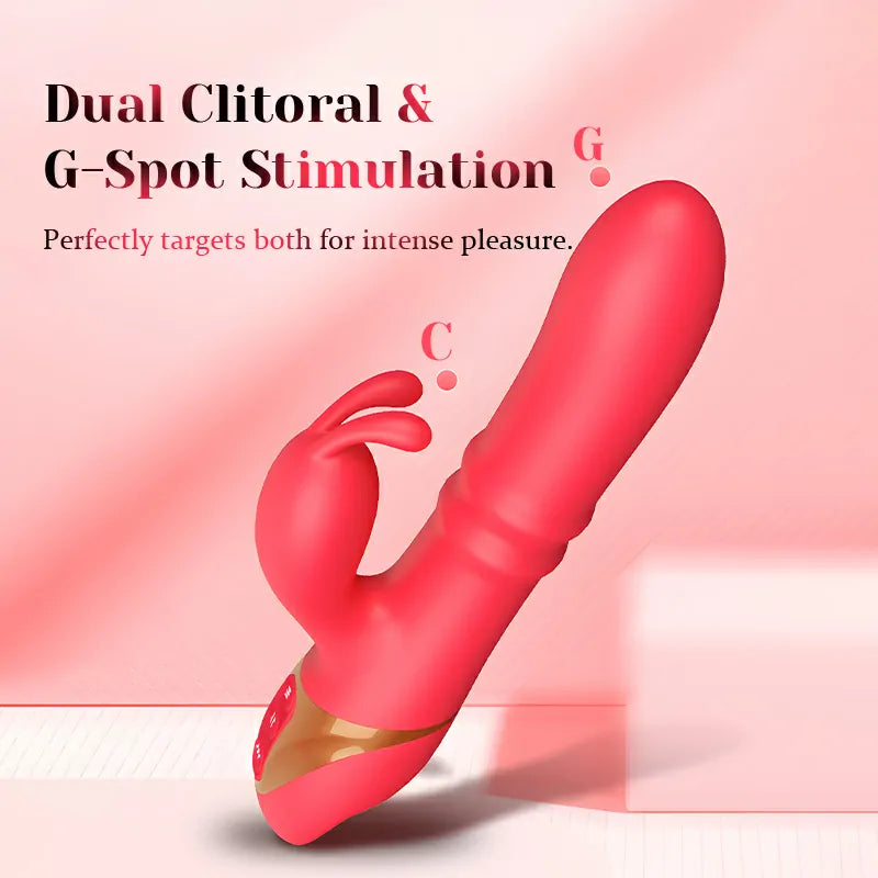 2 In 1 Rabbit Vibrator with Thrusting Vibrating Tapping Function