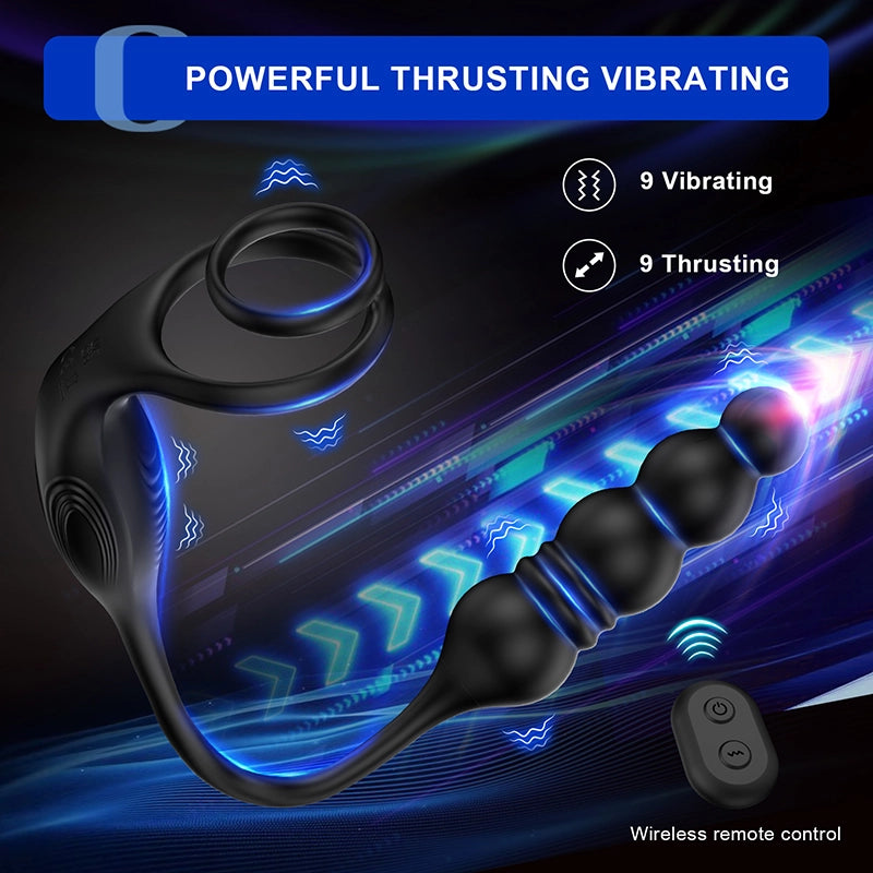 3 in 1 Anal Beads With Vibrating Massage Ring