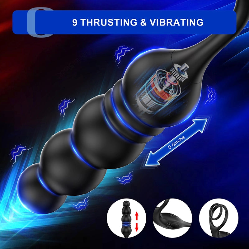 3 in 1 Anal Beads With Vibrating Massage Ring