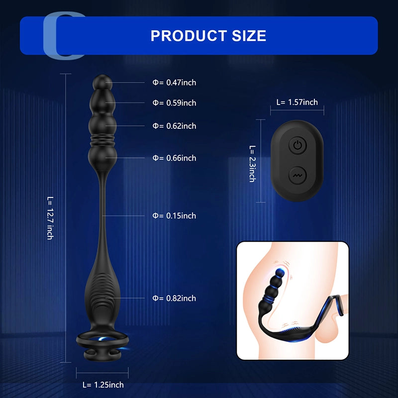 3 in 1 Anal Beads With Vibrating Massage Ring